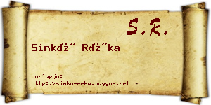 Sinkó Réka névjegykártya